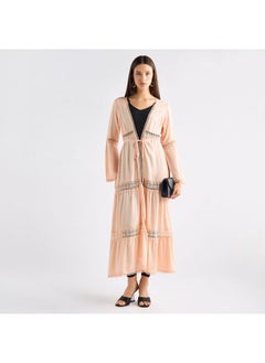 FAV Lace Detail Longline Tiered Shrug with Tie-Ups and Long Sleeves  - Image 2