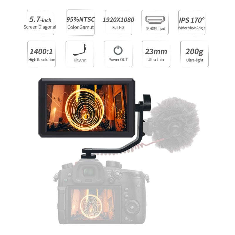 ANDYCINE 4K Monitor 5.7 Inch IPS 1920x1080 Resolution - 4K HDMI Interface Field Monitor - Rec.709 Color Accuracy for Video Recording - Image 4