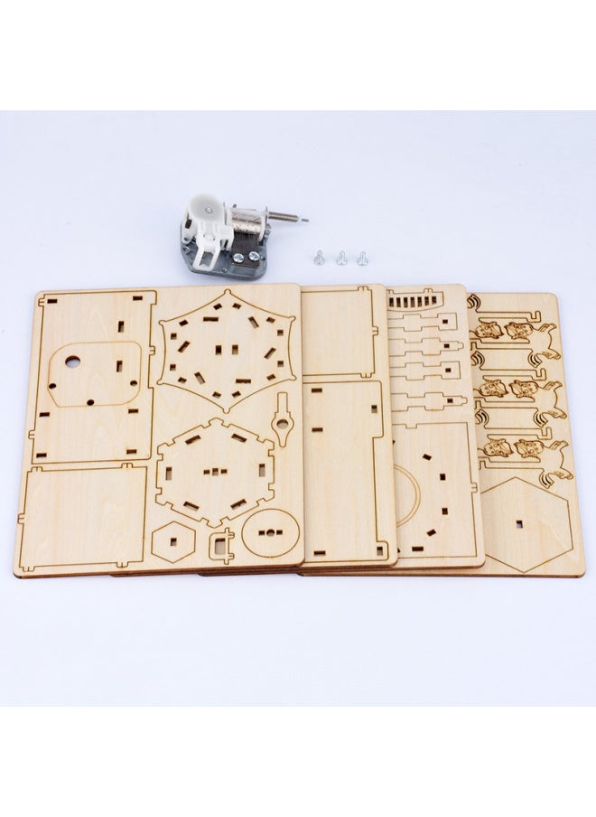 Generic - A Generation Of Wooden 3D Three-dimensional Jigsaw Puzzle Children's Toys Carousel Wind-up Eight-tone Box Pen Container-Color:BYH304 Carousel-Coil Music Box Pen Holder - Image 1