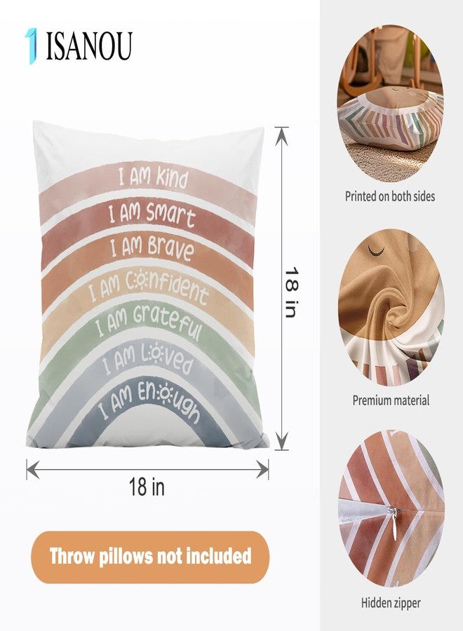 ISANOU Kids Playroom Decor,Boho Sun Alphabet Throw Pillow Covers,Kids Reading Nook Decor Pillowcase for Classroom Playroom Nursery,18x18 Inch Pillowcase Set of 4 - Image 5