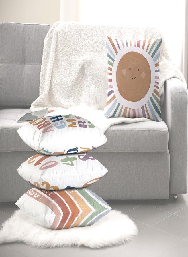 ISANOU Kids Playroom Decor,Boho Sun Alphabet Throw Pillow Covers,Kids Reading Nook Decor Pillowcase for Classroom Playroom Nursery,18x18 Inch Pillowcase Set of 4 - Image 3