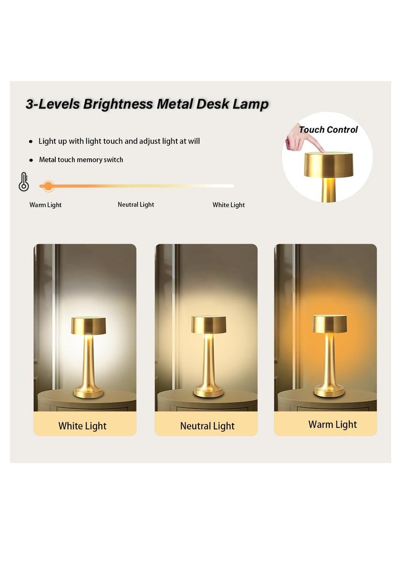 R.VIHAN - Cordless Portable LED Table Lamp for Indoor and Outdoor Use USB Rechargeable Lamp Metal Light Bedside Lamp, Dinning Room Lamp - Image 1