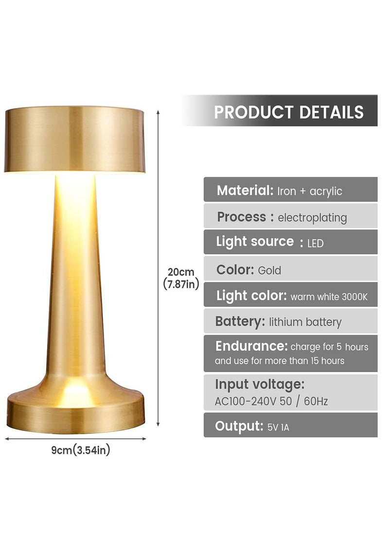 R.VIHAN - Cordless Portable LED Table Lamp for Indoor and Outdoor Use USB Rechargeable Lamp Metal Light Bedside Lamp, Dinning Room Lamp - Image 1