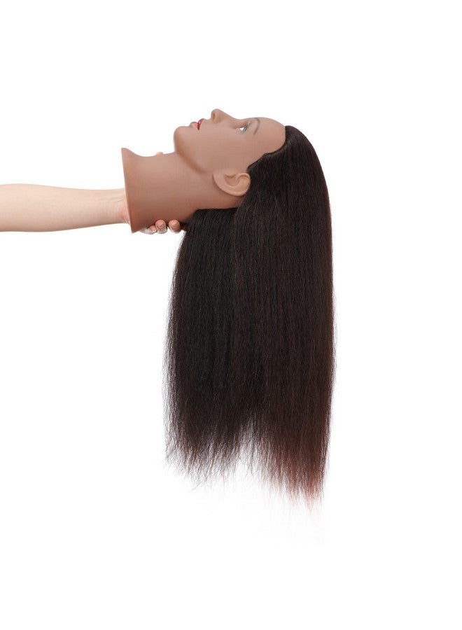 Hairingrid Mannequin Head 16" 100% Real Hair Hairdresser Cosmetology Mannequin Manikin Training Head Hair And Free Clamp Holder (R72026B0216) - Image 5