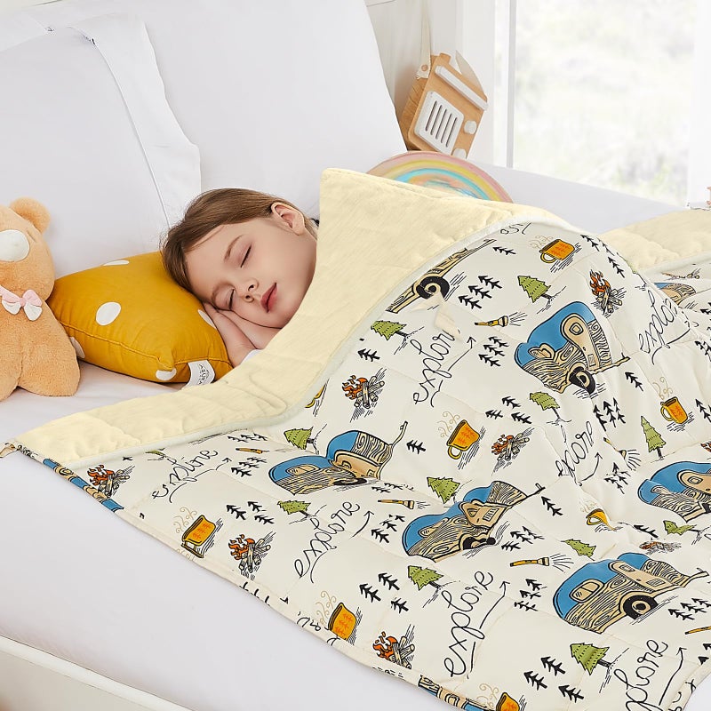HOSUKKO Weighted Blanket 5 lbs Cooling Ivory Forest Heavy Blanket Small Size Breathable Blanket for Hot Sleepers36 48 inches 5 lbs