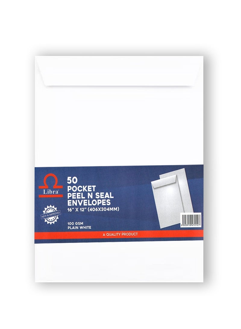 Libra A3 White Envelopes, 16×12 – 100GSM (Peel & Seal 50 Pieces Box) - Image 2