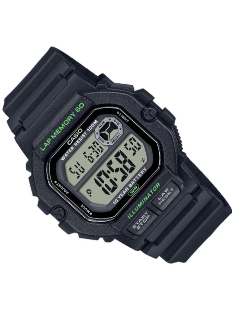 CASIO - Water Resistant Resin Band Digital Wrist Watch WS-1400H-1AVDF - 44 mm - Black - Image 1