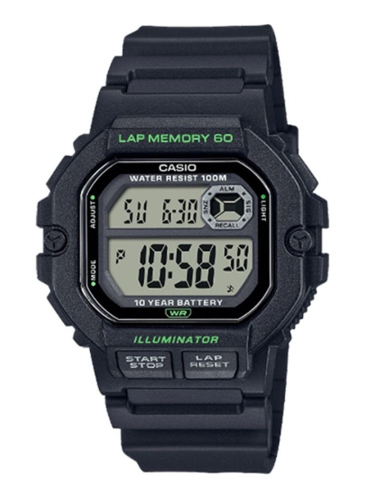 CASIO - Water Resistant Resin Band Digital Wrist Watch WS-1400H-1AVDF - 44 mm - Black - Image 1
