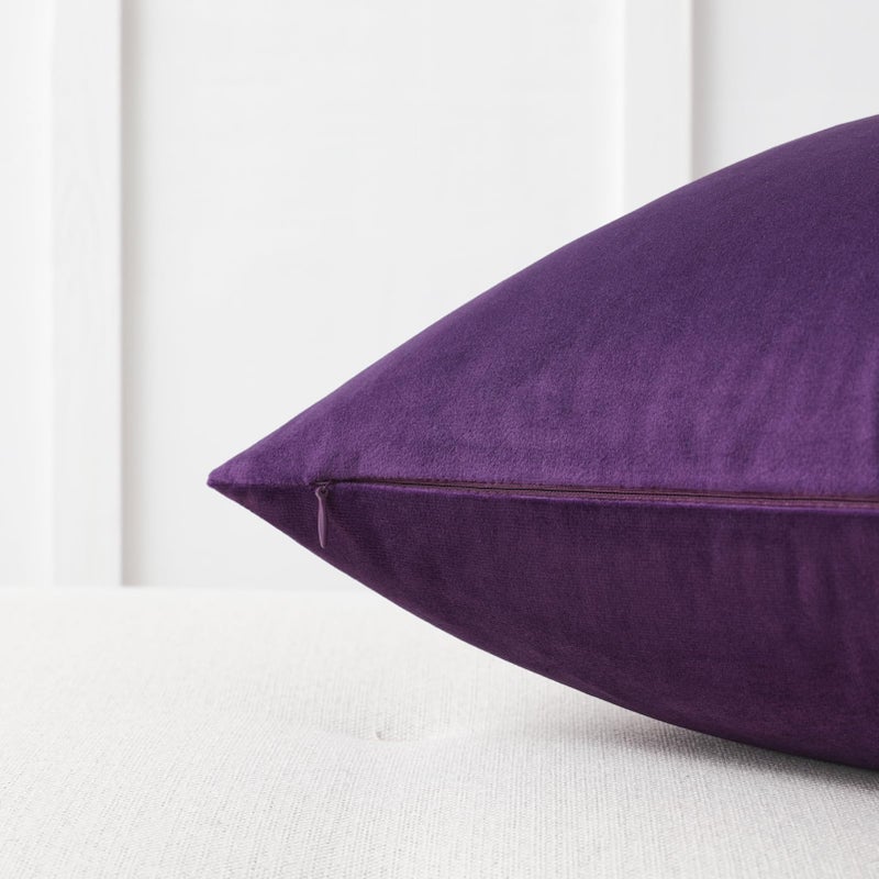Mixhug Set of 2 Cozy Velvet Square Decorative Throw Pillow Covers for Couch and Bed, Purple, 18 x 18 Inches - Image 2