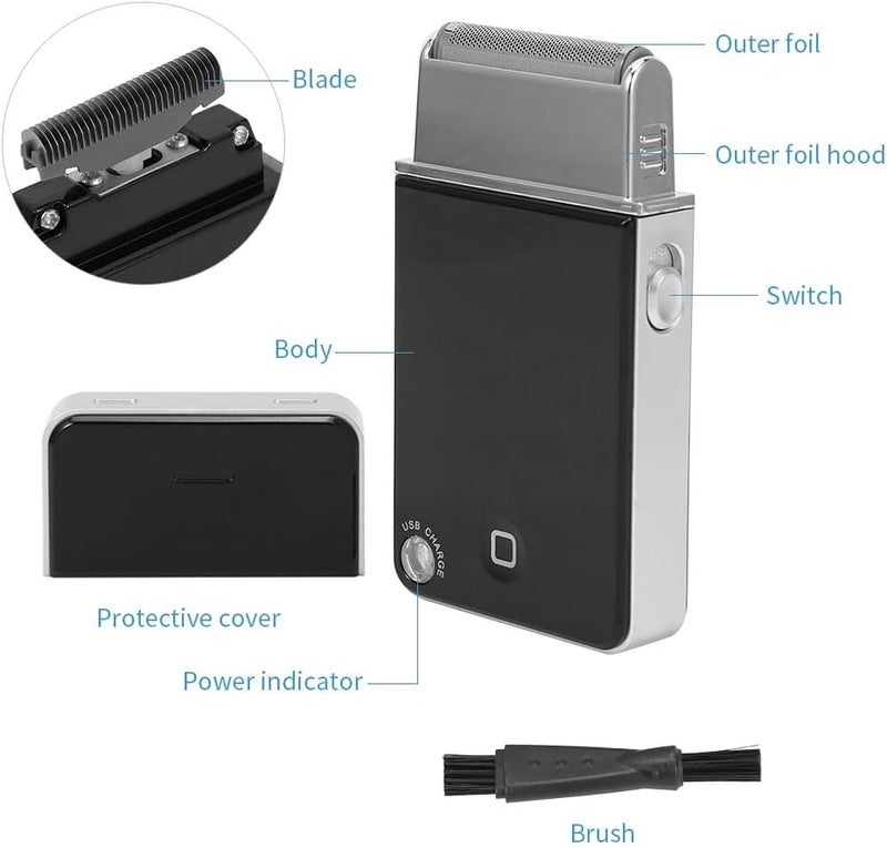 klarako Electric Razors for Men, Mini Facial Ultra Thin Electric Razor USB Recharging Professional Reciprocating Beard Trimmer Float Men's Face Shaver - Image 4