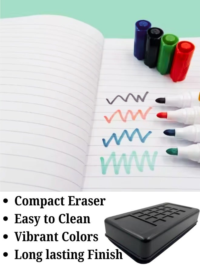 Whiteboard Marker Set of 2 with Eraser – Black color | Smooth Writing, Low Odor, Non-Toxic | Best for School, home and Office - Image 5