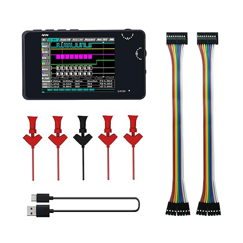 MINIWARE Pocket Logic Analyzer LA104, Portable Mini Size Handheld, Built-in Rechargeable Battery, 4 Channels, Max Sampling Rate 100Msa/s, SPI/I2C/UART Protocol, Entry Level Logic Analyzer for Beginner - Image 1