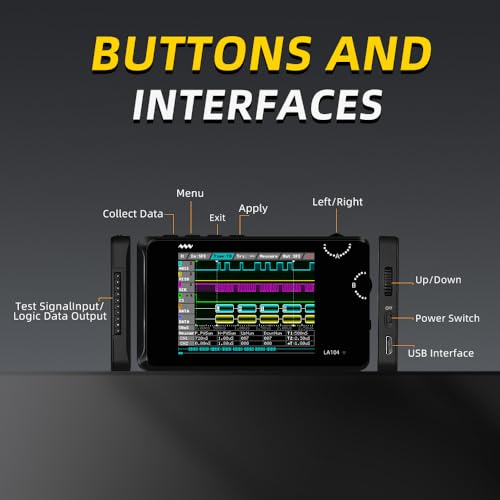 MINIWARE Pocket Logic Analyzer LA104, Portable Mini Size Handheld, Built-in Rechargeable Battery, 4 Channels, Max Sampling Rate 100Msa/s, SPI/I2C/UART Protocol, Entry Level Logic Analyzer for Beginner - Image 2