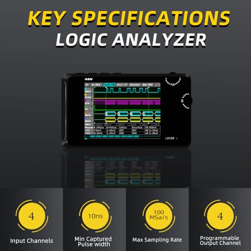 MINIWARE Pocket Logic Analyzer LA104, Portable Mini Size Handheld, Built-in Rechargeable Battery, 4 Channels, Max Sampling Rate 100Msa/s, SPI/I2C/UART Protocol, Entry Level Logic Analyzer for Beginner - Image 4