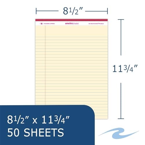 ROARING SPRING Enviroshades Recycled Colored Legal Pads, Ivory, 3 Pack, 8.5" x 11", Legal Ruled, 50 Sheets Per Pad, 15 lb Perforated Paper, Made in USA - Image 2