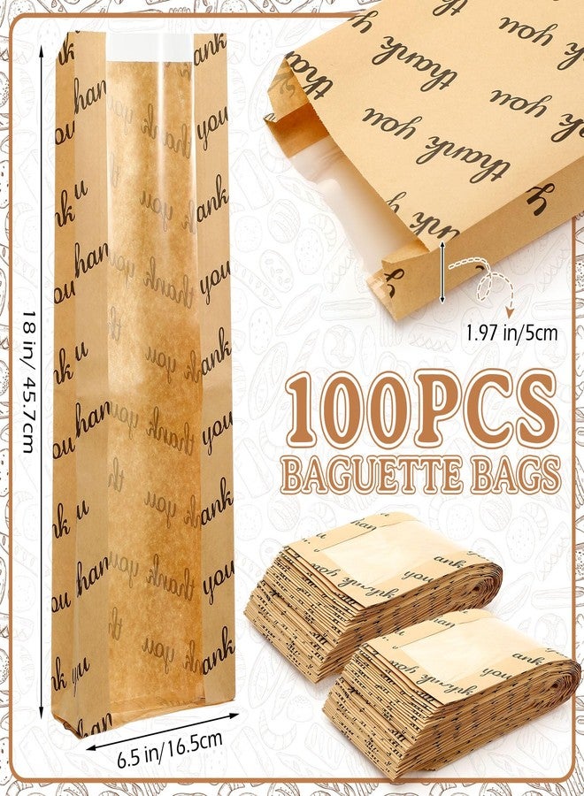 Epakh 100pcs Thank You French Bread Bags Bulk with Clear Window for French Bread Bakery Storage and Biscuits Packaging 18 x 6.5 x 2 Inch Baguette Paper Bags for Mom Grandma Birthday Party - Image 2