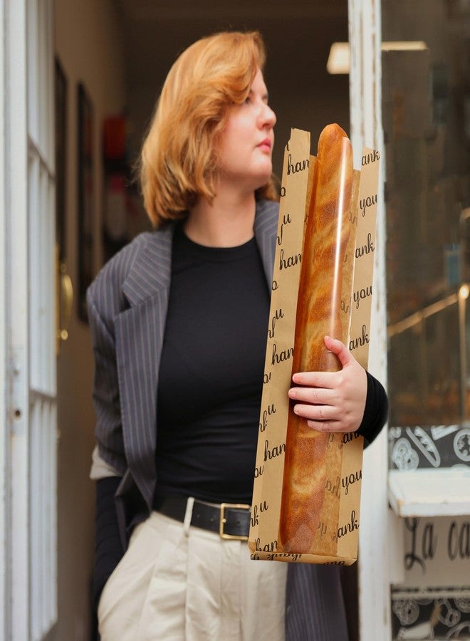Epakh 100pcs Thank You French Bread Bags Bulk with Clear Window for French Bread Bakery Storage and Biscuits Packaging 18 x 6.5 x 2 Inch Baguette Paper Bags for Mom Grandma Birthday Party - Image 4