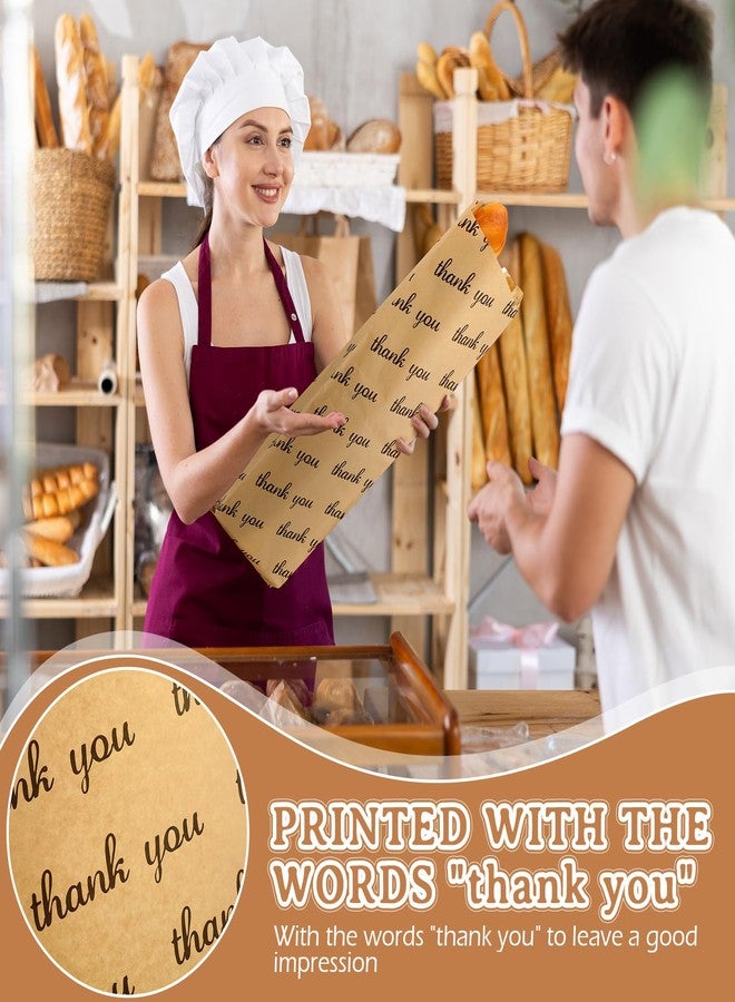 Epakh 100pcs Thank You French Bread Bags Bulk with Clear Window for French Bread Bakery Storage and Biscuits Packaging 18 x 6.5 x 2 Inch Baguette Paper Bags for Mom Grandma Birthday Party - Image 5