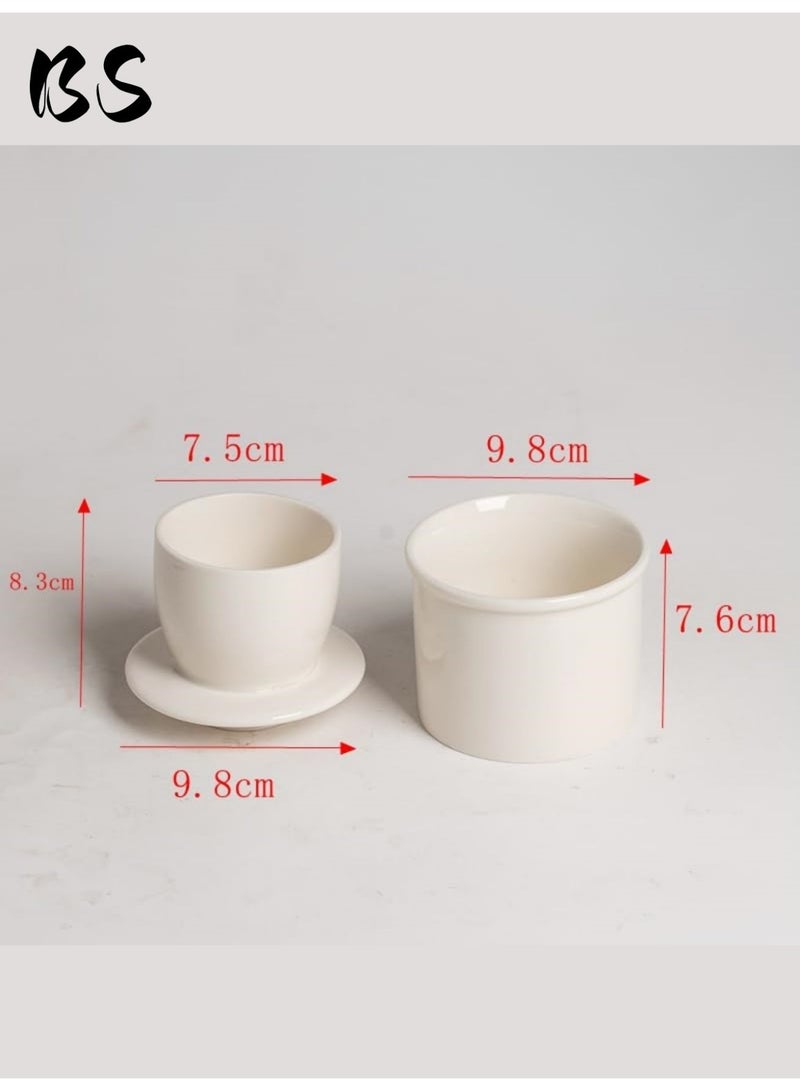 بي إس وعاء زبدة سيراميكي بغطاء | تصميم كلاسيكي لامع على شكل جرس | مادة سيراميكية عالية الجودة للسلامة والمتانة | تقنية مقاومة للماء تحافظ على الزبدة طازجة وقابلة للدهن | سهل الاستخدام مع جميع أنواع الزبدة | سهل التنظيف والصيانة | أبيض - Image 2