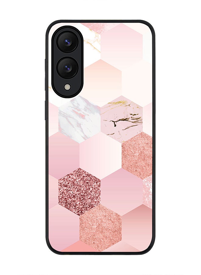 Stylizedd For Samsung Galaxy S25 Edge Case,Slim fit Camera Protection, Shockproof Thin Phone cover  - Marble Pink Honeycomb