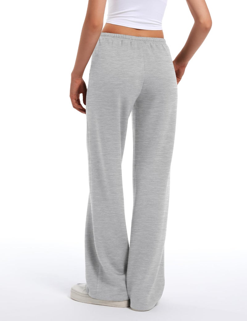 HeSaYep Women's Wide Leg Sweatpants Straight Leg Lowrise Sweat Pants Drawstring Elastic Low Waist Pants with Pockets, Grey M - Image 2