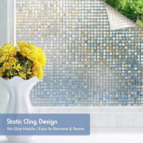 WISDOM Window Glass Decorative Frosted Film eat Control Film Self Adhesive Window Frosted Film (16" x 240, Mosaic FORTSED) - Image 2