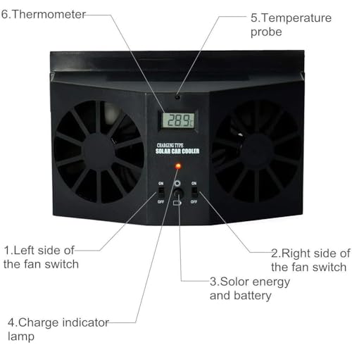 MACHSWON Solar Powered Car Fan Auto Front/Rear Window Air Vent Exhaust Fan Vehicle Radiator Vent with Ventilation Air Vent Radiator Energy Saving Exhaust Fan Portable Solar Powered Air Purifiers - Image 4