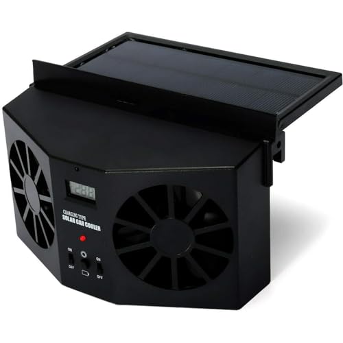 MACHSWON Solar Powered Car Fan Auto Front/Rear Window Air Vent Exhaust Fan Vehicle Radiator Vent with Ventilation Air Vent Radiator Energy Saving Exhaust Fan Portable Solar Powered Air Purifiers - Image 1