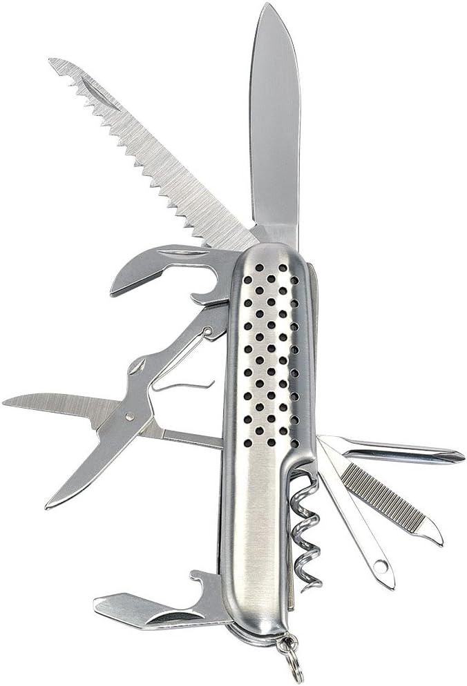 Durable Stainless Steel Pocket Knife – 5-in-1 Multi-Function Tool with Bottle Opener, Screwdriver, Can Opener & File – Lightweight, Compact, Ideal for Hiking, Camping & EDC - Image 4