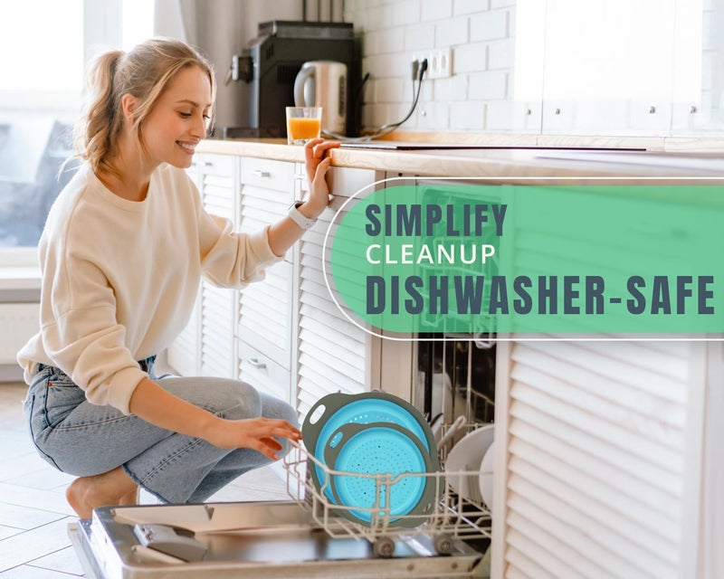 Comfify Ultimate Kitchen Strainers Set of 2 - Collapsible Silicone Colanders for Easy Storage by - Use with Pasta & Veggies or as a Fruit or Berry Bowl with Strainer - Irreplaceable for Campers - Blue - Image 5