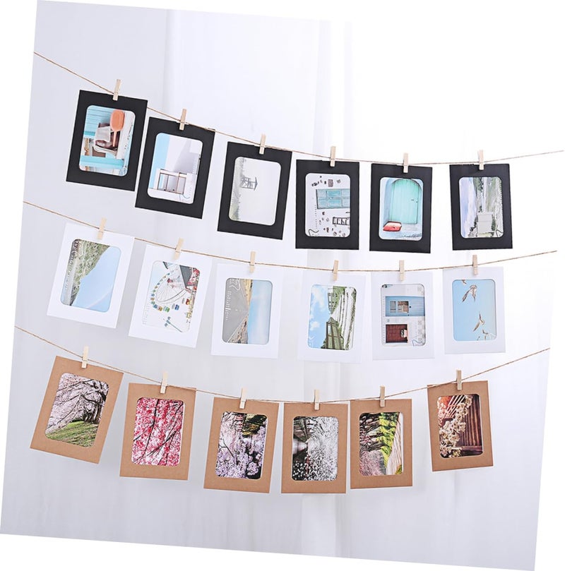 VOSAREA 30pcs Kraft Paper Photo Frames with Clips Ropes DIY Wall Decoration for Memories for Wedding Decor Photo Projects - Image 2