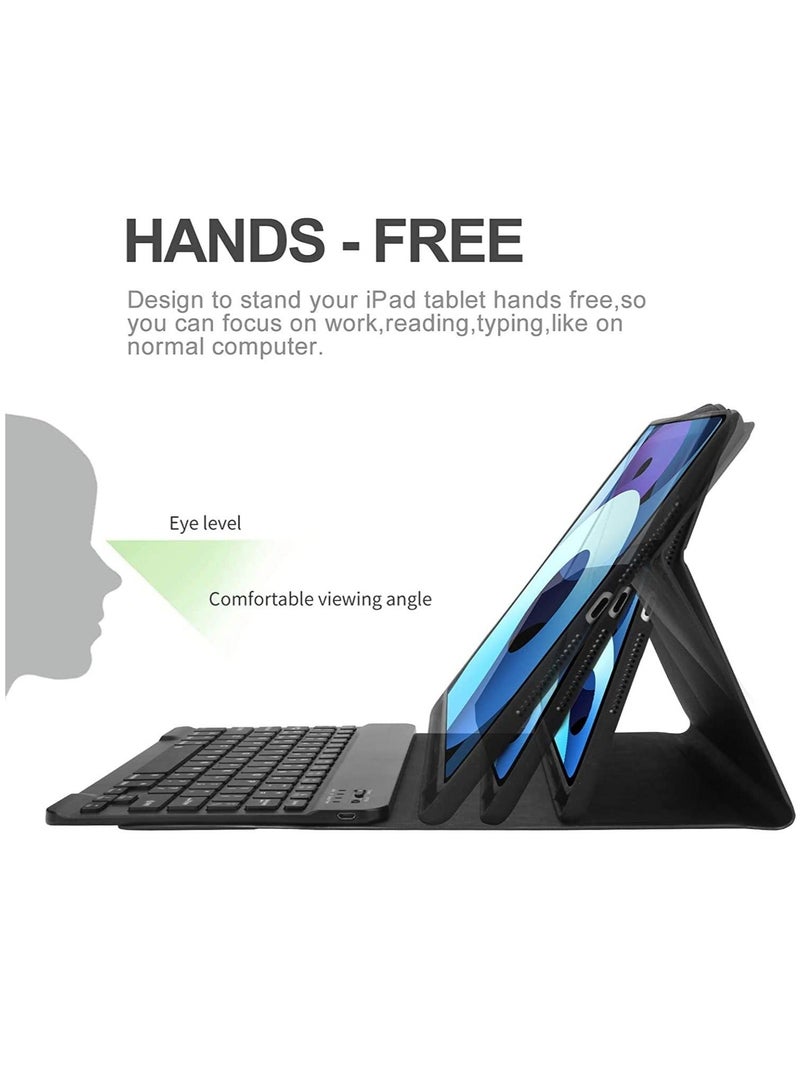 MUNTAQI Keyboard Case for iPad Air 4th Generation 10.9 2020 with Pencil Holder,PU Leather Auto Wake/Sleep Smart Cover with BT Detachable Keyboard,Compatible with iPad 10.9 inch/Pro 11 inch -Black - Image 2
