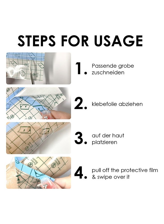 SOUTH MOON - Adhesive Wound Dressing Waterproof - 20 Pcs Transparent Waterproof Patch, Stretch Adhesive Bandages, Tattoo Protective Transparent Film - Image 1