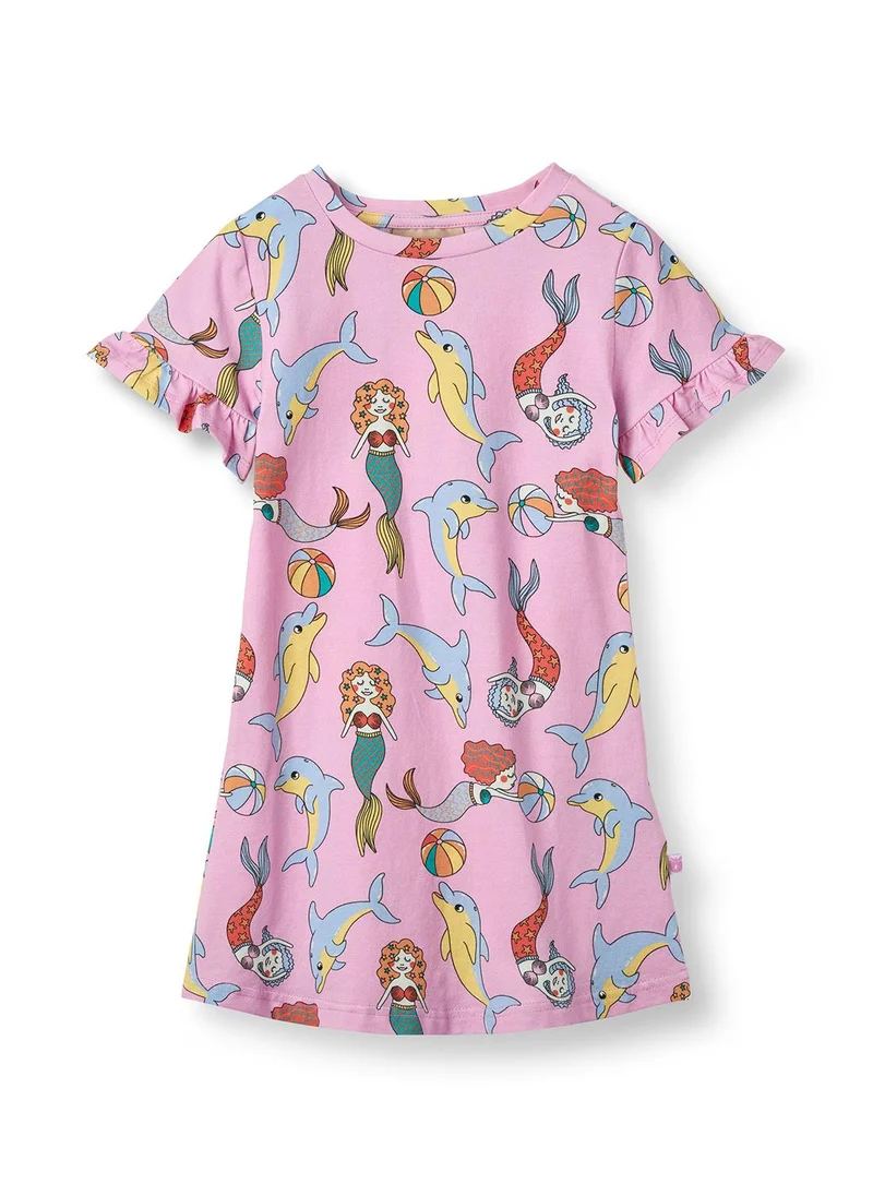 Småfolk Short-sleeved dress with mermaids and dolphins
