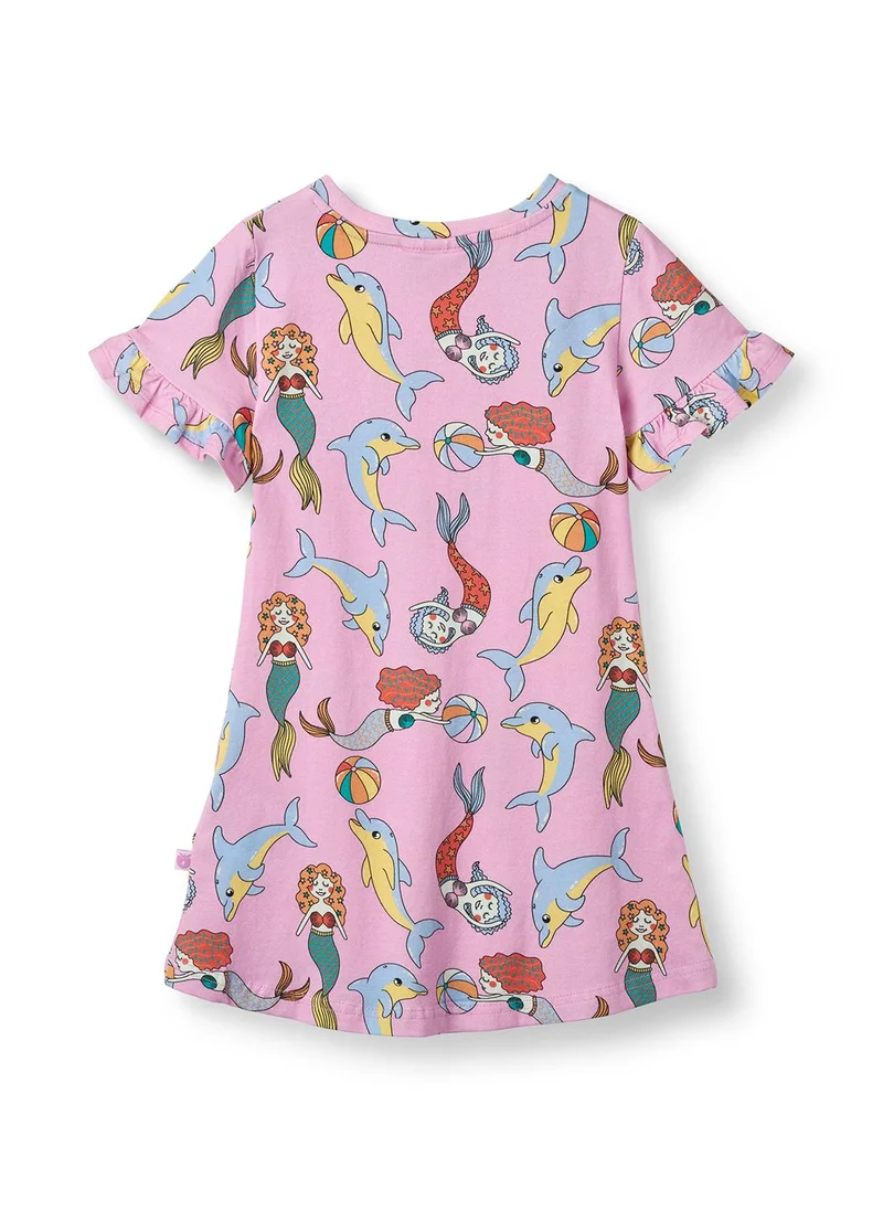 Småfolk Short-sleeved dress with mermaids and dolphins