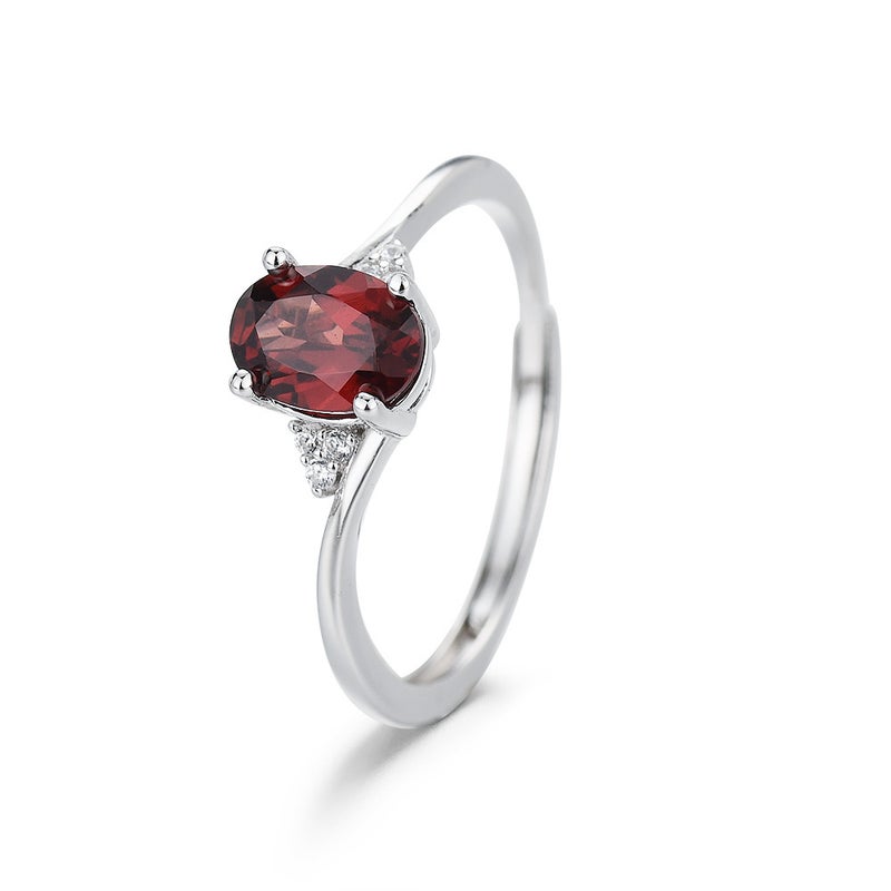 no Cross-Border E-Commerce Women's Pigeon Blood Red Garnet Ring, European and American Wedding and Engagement Jewelry, Adjustable Open Ring (Y45, Opening adjustable) - Image 1
