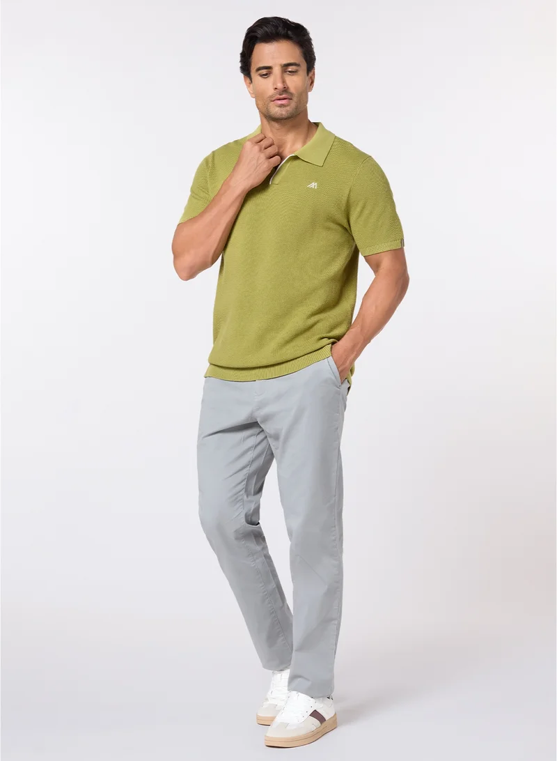MANNERISM  The Ripe Kiwi Green Cotton V-Neck Polo Comfort Fit for Men | Best Price UAE