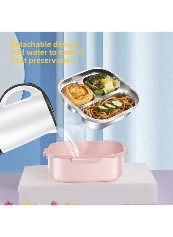 304 Stainless Steel Lunch Box Student Lunch Box Lunch Box Microwave Oven Compartment Lunch Box Work Insulation Cartoon Lunch Box-Specifications:Blue Space Bear Three Grid ]-Color:201 Stainless Steel Liner ]  - Image 3