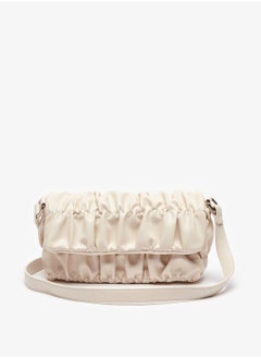 Solid Pleat Detail Shoulder Bag with Adjustable Strap and Magnetic Closure