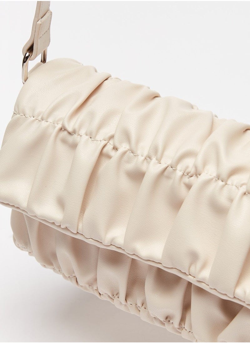 shoexpress - Solid Pleat Detail Shoulder Bag with Adjustable Strap and Magnetic Closure - Image 1