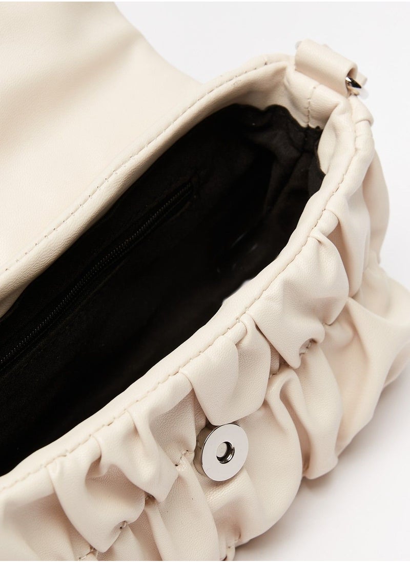 shoexpress - Solid Pleat Detail Shoulder Bag with Adjustable Strap and Magnetic Closure - Image 1