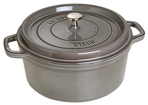 STAUB ستوب 1003926 طاجن حديد زهر/كوكوت، دائري 28 سم، 6.7 لتر، رمادي غرافيت - Image 1