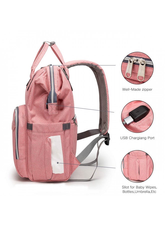 Erdoran Erdoran Diaper Bag Backpack MultiFunction Waterproof Travel Baby Bag with USB Charging Port for Mom, Large Capacity, Stylish and Durable, Pink  - Image 3