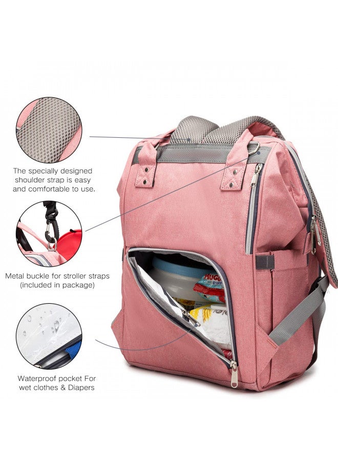 Erdoran Erdoran Diaper Bag Backpack MultiFunction Waterproof Travel Baby Bag with USB Charging Port for Mom, Large Capacity, Stylish and Durable, Pink  - Image 2