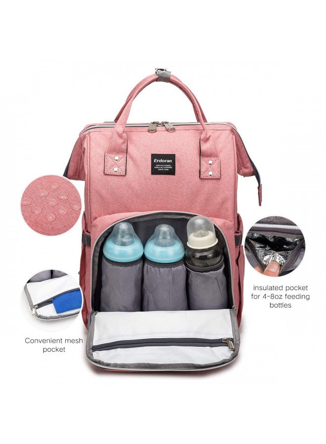 Erdoran Erdoran Diaper Bag Backpack MultiFunction Waterproof Travel Baby Bag with USB Charging Port for Mom, Large Capacity, Stylish and Durable, Pink  - Image 4