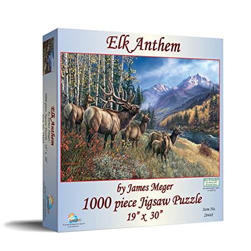 SUNSOUT INC - Elk Anthem - 1000 pc Jigsaw Puzzle by Artist: James Meger - Finished Size 19" x 30" - MPN# 28448 - Image 2