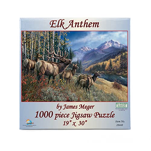 SUNSOUT INC - Elk Anthem - 1000 pc Jigsaw Puzzle by Artist: James Meger - Finished Size 19" x 30" - MPN# 28448 - Image 1