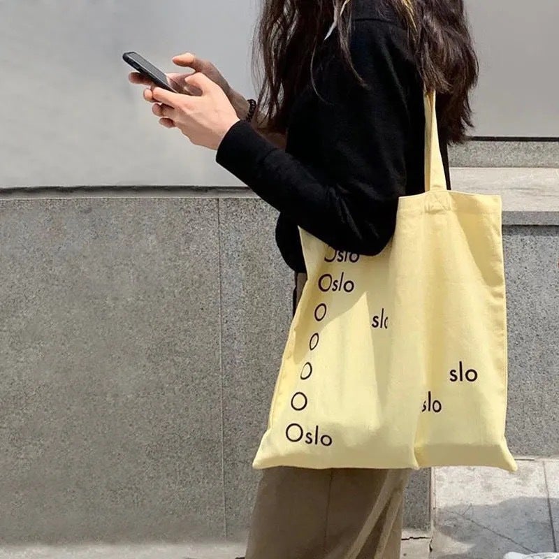Korean Style Cream Yellow Oslo Canvas Shoulder Bag - Image 1