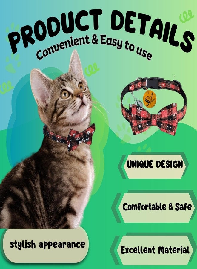 سايج سكوير طوق أنيق ومريح للحيوانات الأليفة، مزين بنقشة مربعات ودجاج، مع جرس - مصنوع من مادة متينة مع مشبك سريع الفتح، مثالي للاستخدام اليومي، مناسب لجميع سلالات الحيوانات الأليفة (أحمر) - Image 3