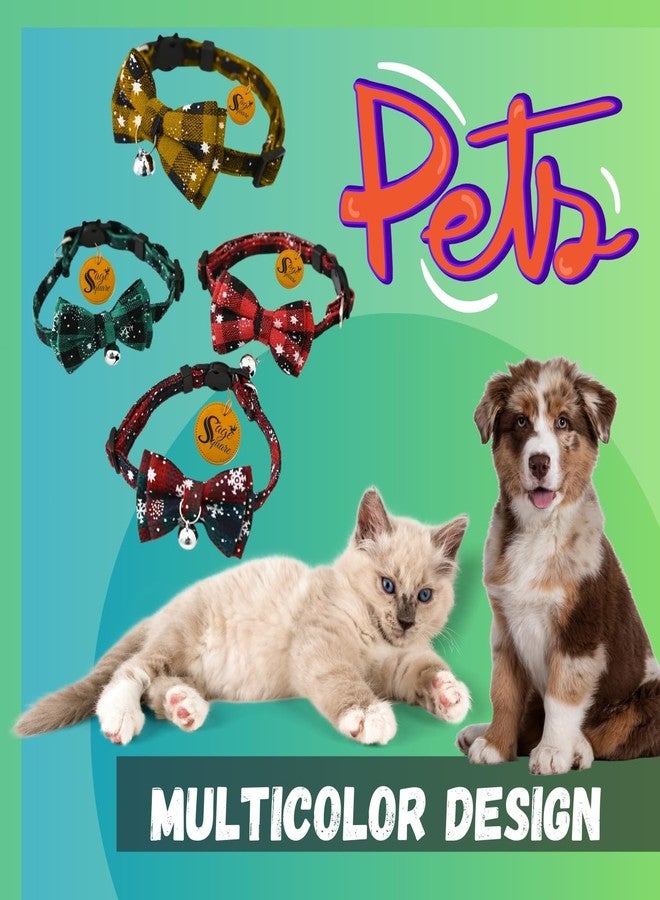 سايج سكوير طوق أنيق ومريح للحيوانات الأليفة، مزين بنقشة مربعات ودجاج، مع جرس - مصنوع من مادة متينة مع مشبك سريع الفتح، مثالي للاستخدام اليومي، مناسب لجميع سلالات الحيوانات الأليفة (أحمر) - Image 4